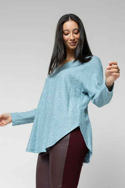 Blue Lurex V Neck Jumper