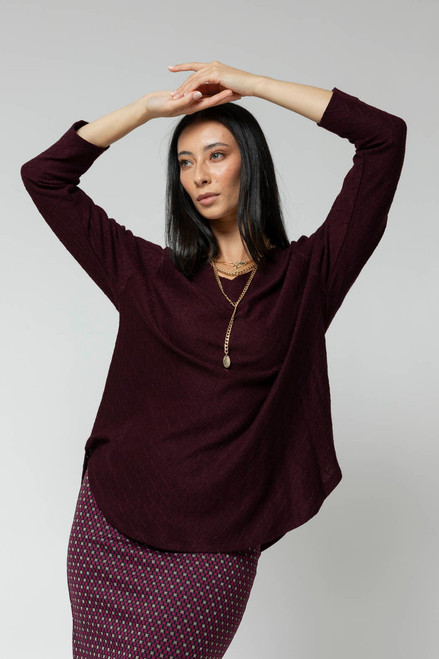 Plum Diamond V Neck Jumper