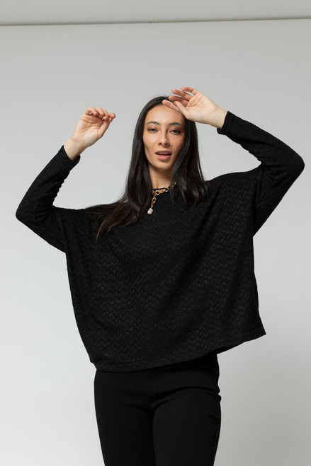 Black Lurex Crew Neck Jumper - SALE