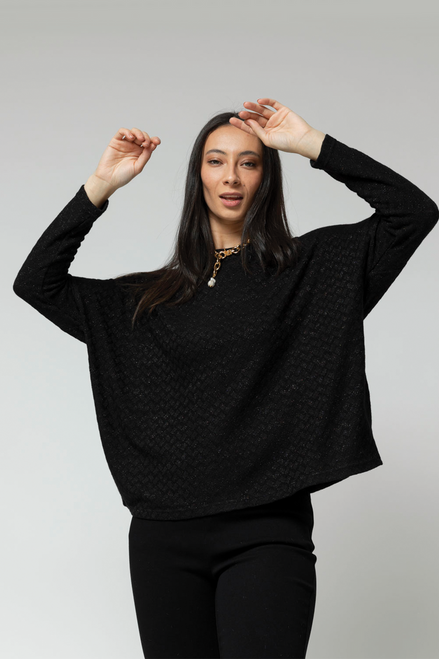 Black Lurex Crew Neck Jumper - SALE