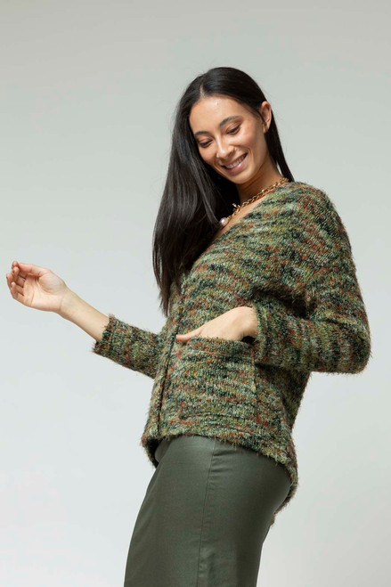 Khaki Fluffy Pocket Cardi - FINAL SALE