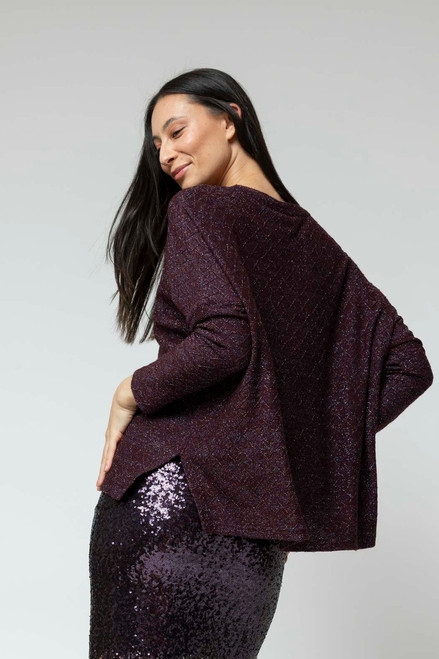 Plum Lurex Crew Neck Jumper - FINAL SALE