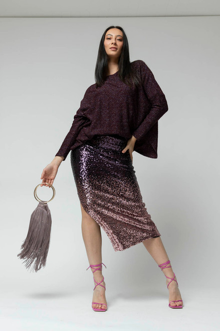 Plum Lurex Crew Neck Jumper - FINAL SALE