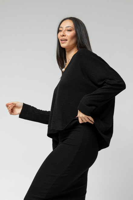 Black Ava V Neck Jumper - SALE