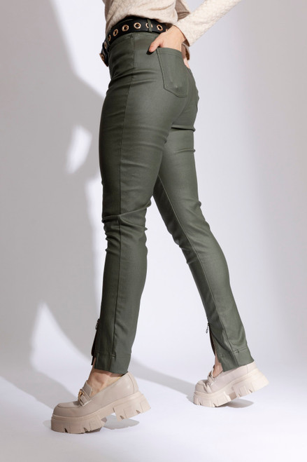 Khaki Wax Zip Leg Pant - FINAL SALE
