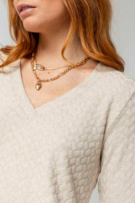 Ivory Sparkle V Neck Top - FINAL SALE