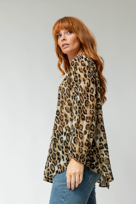 Tan Animal Ruby Silky Blouse