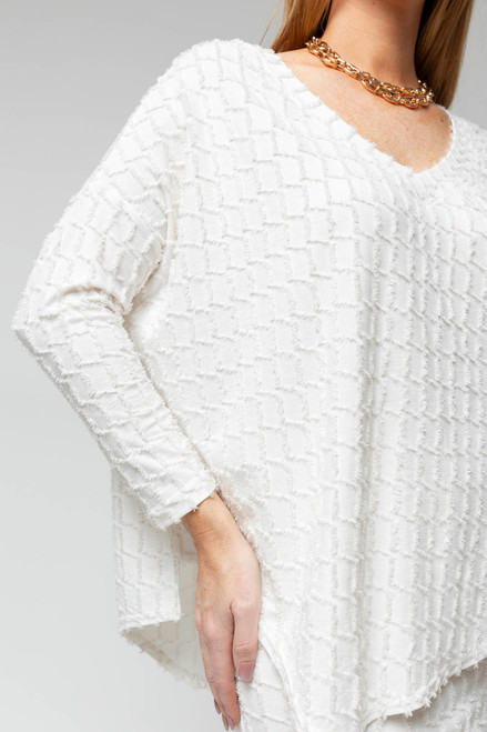 Ivory Shimmer Knit V Neck Jumper - SALE