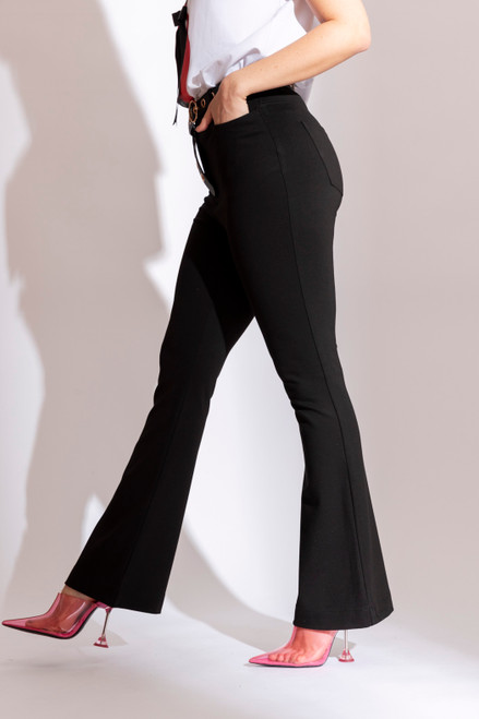 Black Ponte Zip Front Flare Pant - SALE