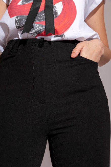 Black Ponte Zip Front Flare Pant - SALE