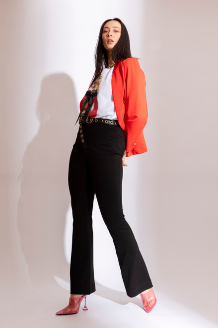 Black Ponte Zip Front Flare Pant - SALE
