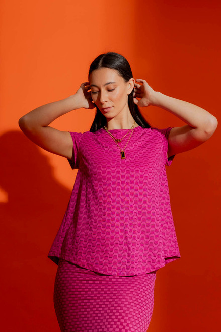 Pink Wave Bell Cap Sleeve Top - FINAL SALE