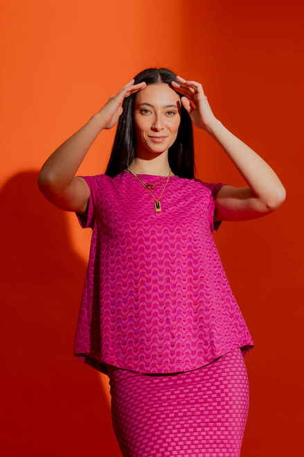 Pink Wave Bell Cap Sleeve Top - FINAL SALE