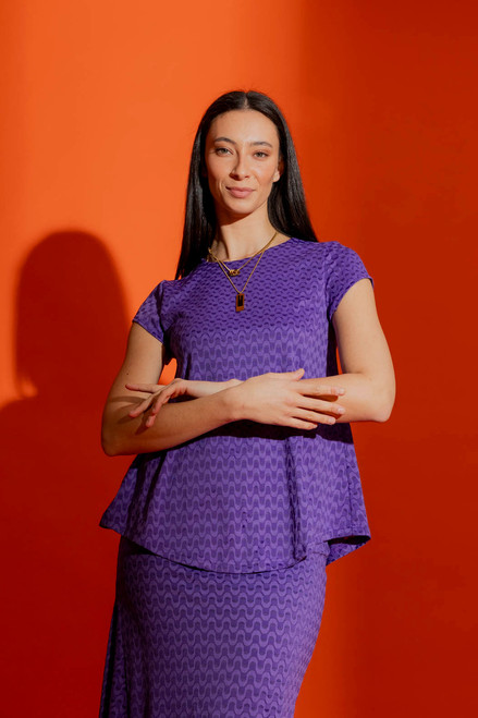 Purple Wave Bell Cap Sleeve Top - FINAL SALE