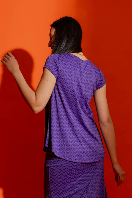 Purple Wave Bell Cap Sleeve Top - FINAL SALE