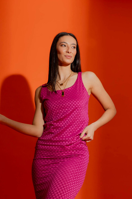 Pink Checkerboard Double Layer Cami - FINAL SALE