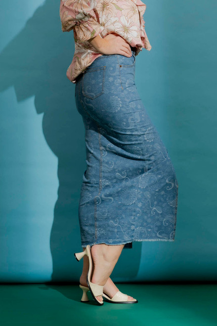 Light Paisley Denim Skirt - SALE