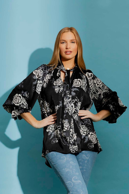 Black Rose Silky Victoria Blouse