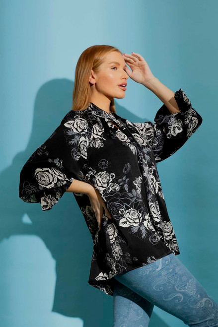 Black Rose Silky Victoria Blouse