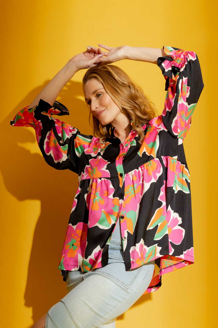 Black Floral Quinn Shirt