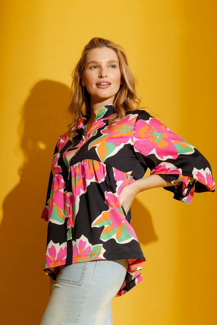 Black Floral Quinn Shirt