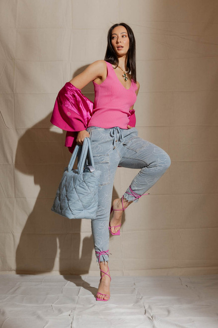 Pink Rib V Neck Cami - FINAL SALE