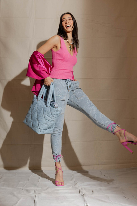 Pink Rib V Neck Cami - FINAL SALE