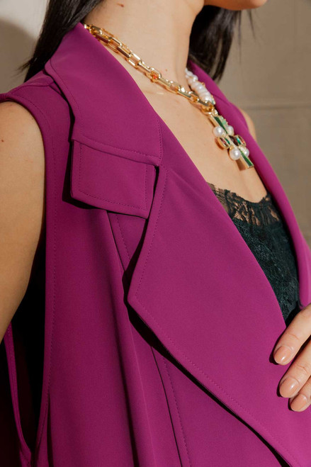 Berry Euro Longline Belted Vest