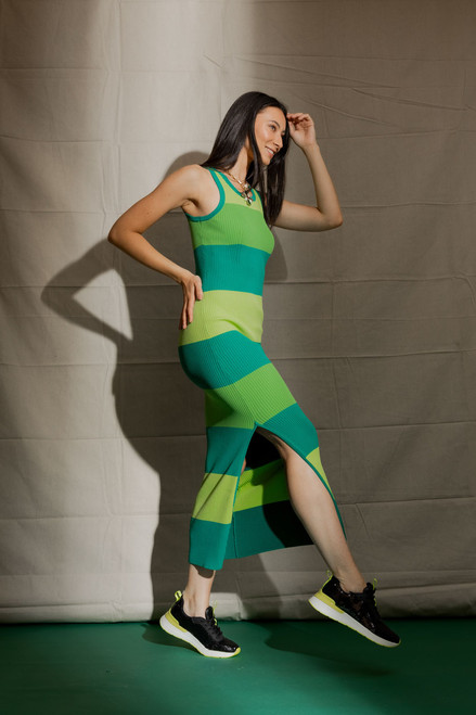 Lime / Jade / Green Stripe Rib Dress