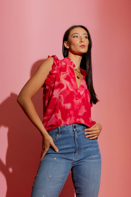 Red Swirl Ruffle Blogger Cami