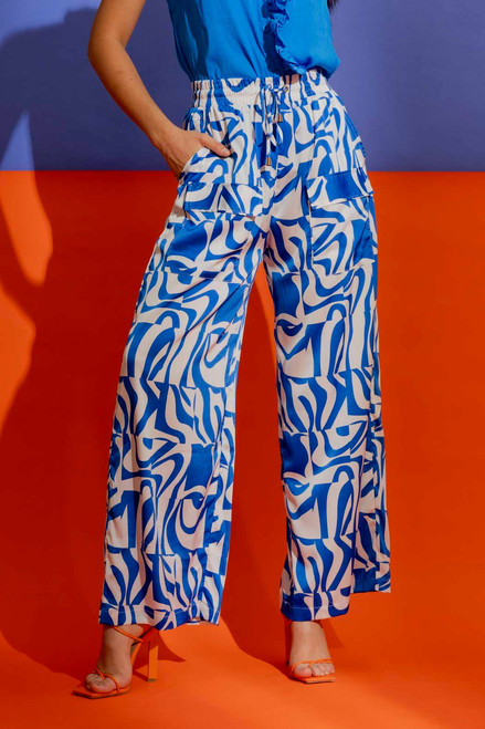 Blue/White Silky Cargo Culottes