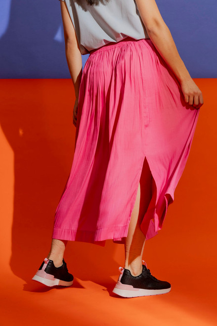 Pink Silky Pleat Skirt