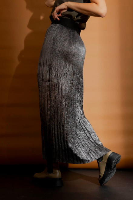 Pewter Metallic Pleat Skirt