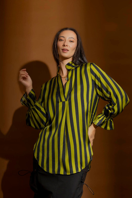 Navy/Green Stripe Femme Blogger Shirt