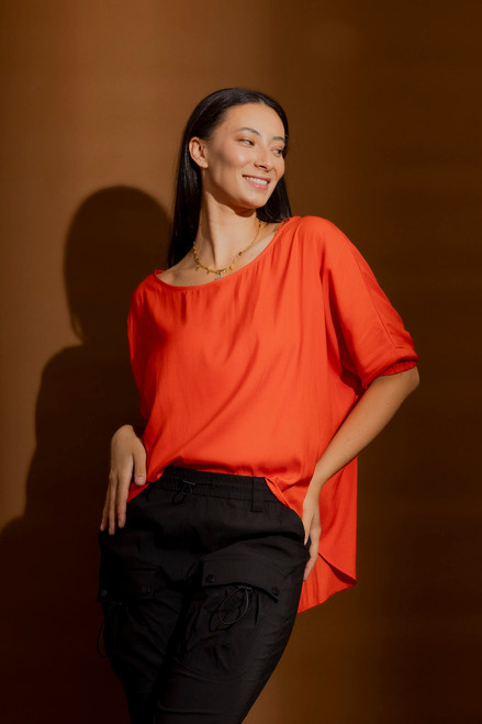 Orange Silky Hi-Lo Top