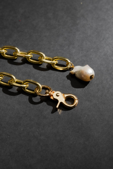 Gold Baroque Pearl Necklace