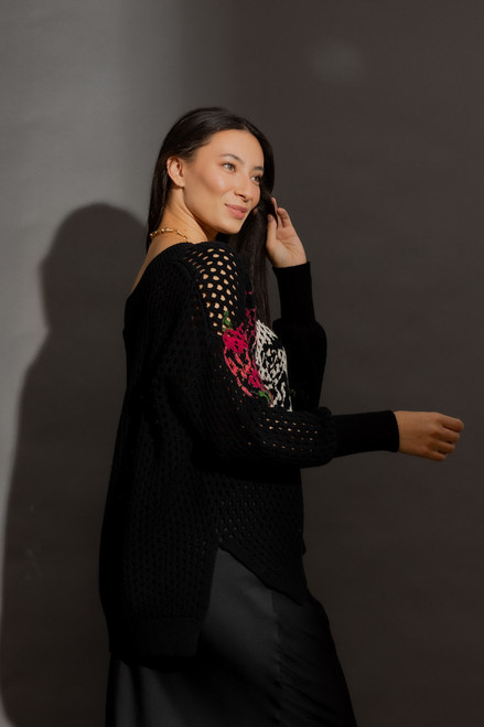Black Hand-Painted Jumper
