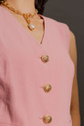 Pink Sandwashed Linen Tailored Vest
