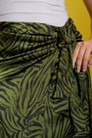 Khaki Silky Knot Front Skirt