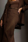Chocolate Lurex Belted Midi Skirt
