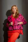 Pink Check Crop Astra Coat