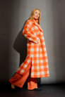 Orange Check Zip Coat