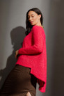 Raspberry Fluffy V Neck Jumper