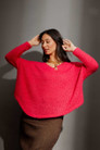 Raspberry Fluffy V Neck Jumper