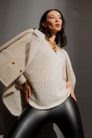 Ivory Fluffy V Neck Jumper