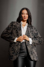 Black Paisley Oversized Blazer