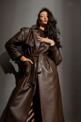 Chocolate Faux Leather Trench Coat