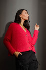 Red Fluffy Cardi | Motto Fashions