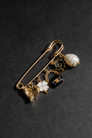 Gold Pin Brooch with Charms