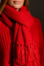 Red Chunky Knit Scarf